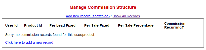 Affiliate Set Commissions