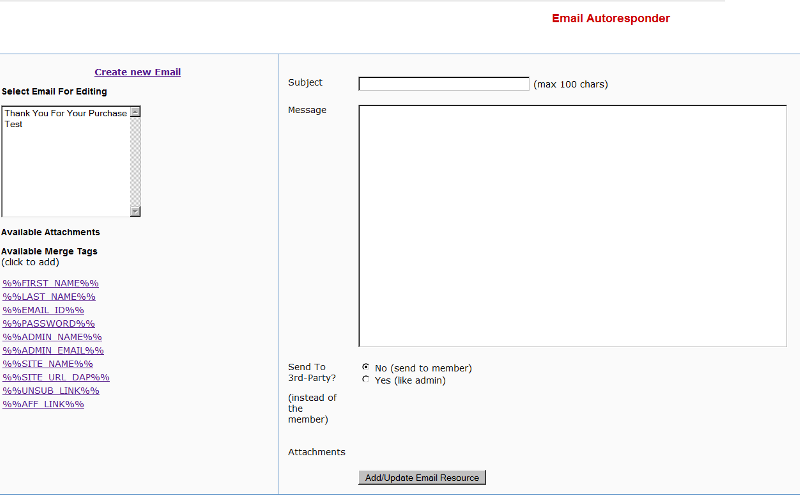 Email > Autoresponders