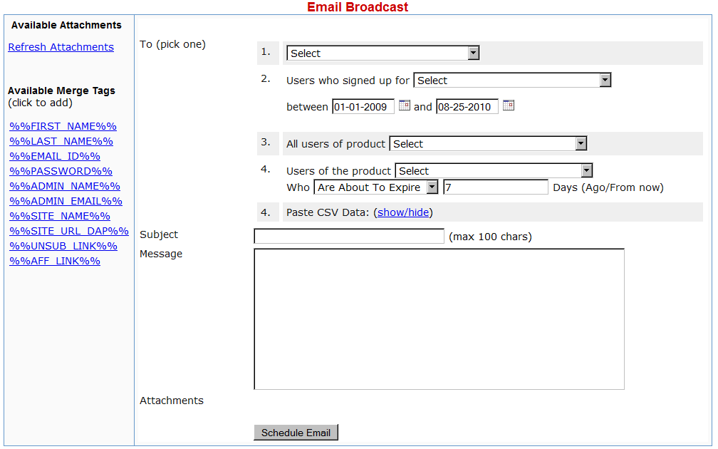 Email Broadcast